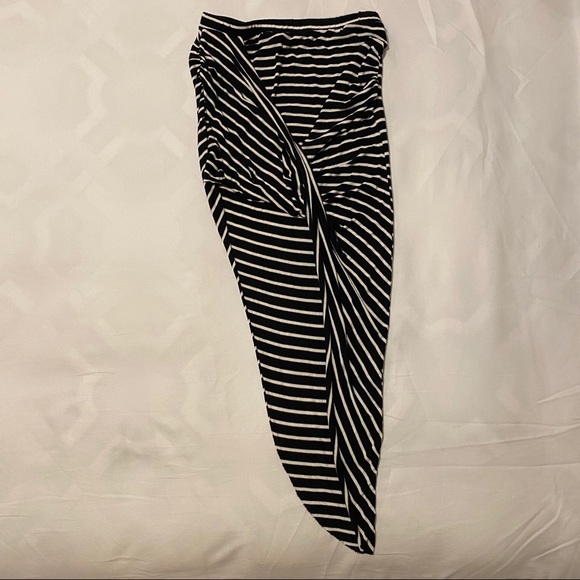 Black Stripe Twist Wrap Front Skirt - Picture 8 of 8